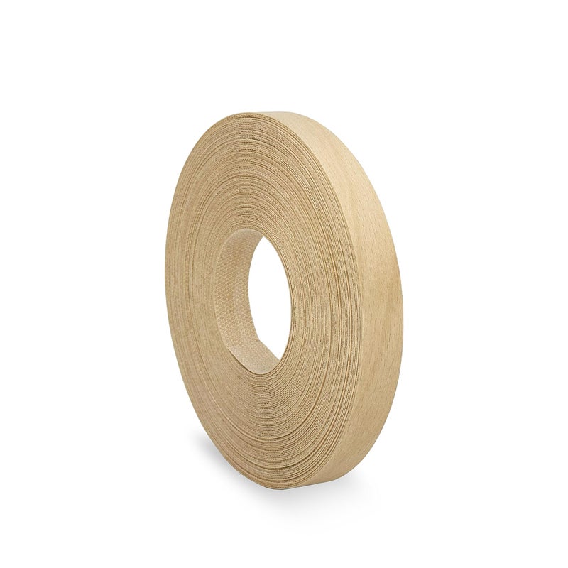 UNMAR Birch Wood Veneer Edge Banding 3/4 inch x 25 ft Pre Glued Adhesive Edging Trim Tape Iron On Flexible Strip Roll Laminate Cabinate Countertop Furniture Shelf MDF Board Paintable Molding Easy Trimmer - Image 1